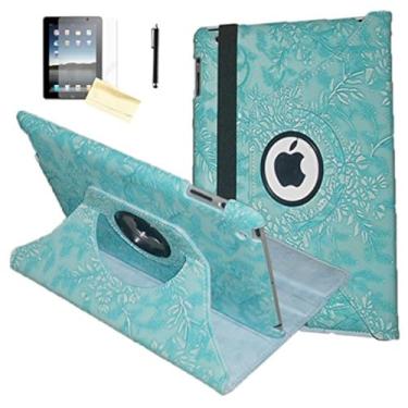 Imagem de Capa para iPad Air, JYtrend (R) capa inteligente com suporte giratório para ativar/hibernar automaticamente para iPad Air (Air 1) A1474 A1475 A1476, Embossed Flower