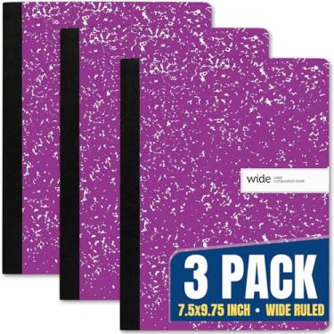 Imagem de 1InTheOffice Notebook de Composição Amplo, 200 páginas (100 folhas), Roxo, 7 1/2" x 9 3/4", 3 pacotes