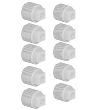 Imagem de Kit 10 Plugue roscável 1/2" 20mm Tigre Branco Pvc Tigre