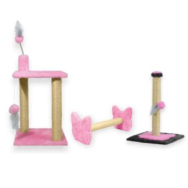 Imagem de Arranhador Para Gatos 2 Plataformas Rede E Brinquedos Poste P Torre Si