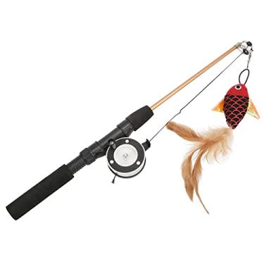 Imagem de Vara de Pesca Telescópica Interativa Flexível e Realista para Gatos (Peixe vermelho + vara de pescar)