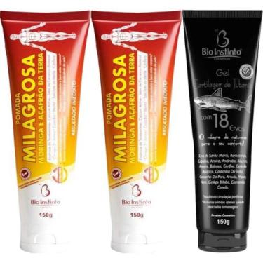 Imagem de Kit 2 Pomada Massageadora Milagrosa + 1 Gel Cartilagem de Tubarão com 