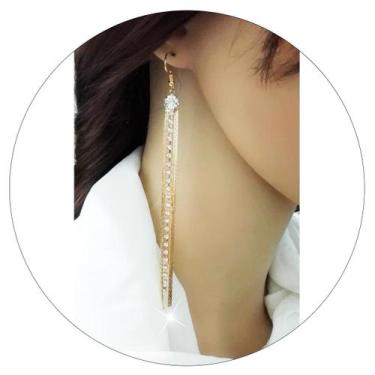 Imagem de Brincos Femininos Longo Franja Luxo Festas Mulher Glamour re - anjo da
