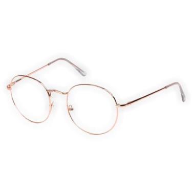 Imagem de Armação Oculos De Grau Hexagonal Feminino Masculino Rosegold - Sem Mar
