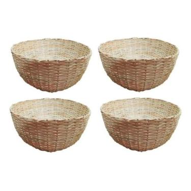 Imagem de Kit 4 Balaio Bambu 40cm Cesto Palha Artesanal Decoração,  Marrom