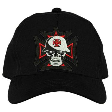 Imagem de Boné Kaluapa Caveira Cruz de Malta, Único, Unissex, Preto