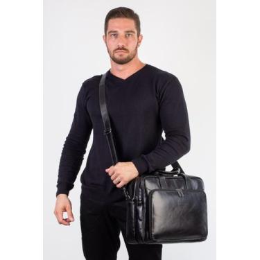 Imagem de Pasta executiva de couro Vitor preto Masculino - Vira Vento, Preto