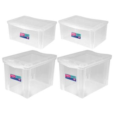 Imagem de Caixa Organizadora Decorativa 2un 65L + 2un 30L Com Trava Cristal - Or