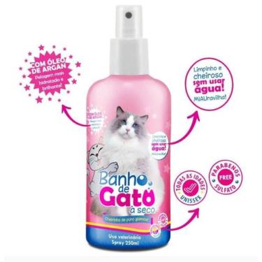 Imagem de kit 2un Spary Banho de Gato a Seco Pelos Limpos Óleo Argan Catmypet