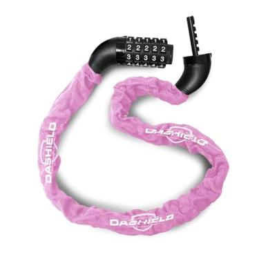 Imagem de DaShield Cadeado de corrente de bicicleta, combinação reinicializável de 5 dígitos, corrente de bloqueio anti-roubo resistente de 98 cm para bicicleta, motocicleta, scooter, portão, cerca (rosa, 1 m)
