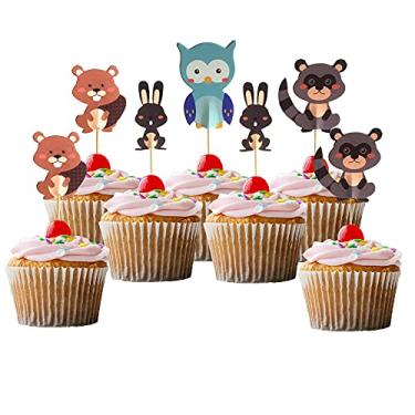 Imagem de Cupcake Toppers, Double Sided Jungle Zoo Animal ThemeToppers, Dessert Muffin Cake Decoration For Kid's Birthday Parties, Baby Shower, Kid's Party, Wedding Party, Anniversary Party 24Pcs
