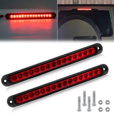 Imagem de Ygmylandbb Barra de luz traseira de freio vermelha de 15 LEDs, 3ª luz de freio LED, tiras de luz de freio vermelhas fluindo sequenciais para caminhões off-road, trailers, UTVs, ATVs 24 V, 2 peças
