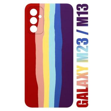 Imagem de Capa Capinha case aveludada Arco Iris LGBT Compatível Galaxy M13 M135 