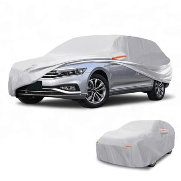 Imagem de Partuto Capa exterior completa de carro de vagão à prova d'água para todos os climas para automóveis ao ar livre cobertura completa chuva sol proteção UV 190T-PU tom prata adequado para vagão