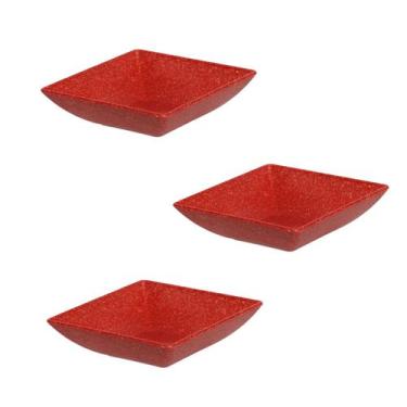 Imagem de 3un prato mini petisqueira quadrado aperitivos vermelho - EVO
