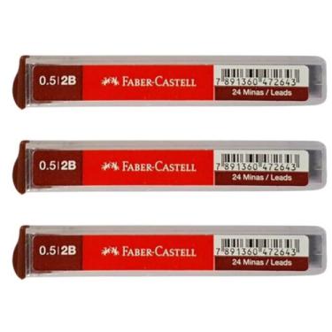 Imagem de Kit 03 Tubos de Grafite Técnico 0.5mm HB/ 2B/ B Faber Castell Polymer 