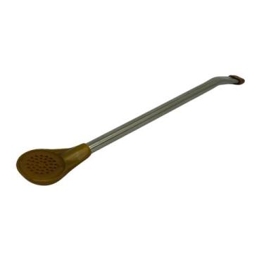 Imagem de Bomba tereré ferro com bojo plástico dourado tradicional simples 19cm 