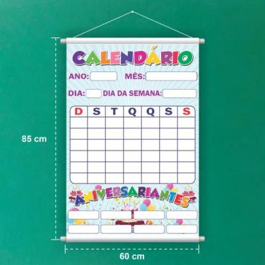 Imagem de Banner De Lona Escolar Calendário e Aniversariantes - 85x60cm - Fabrik