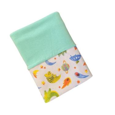 Imagem de Fronha Avulsa 50x70cm Decorada Infantil Dino Espacial Malha Verde Arru