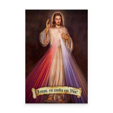 Imagem de Quadro Jesus Misericordioso Com Frase Para Sala Quarto Religioso Moder