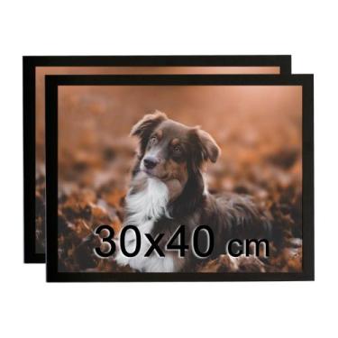 Imagem de Kit 2 Porta Retratos C/vidro 30x40 Moldura Preta Para fotos, decoraçõe