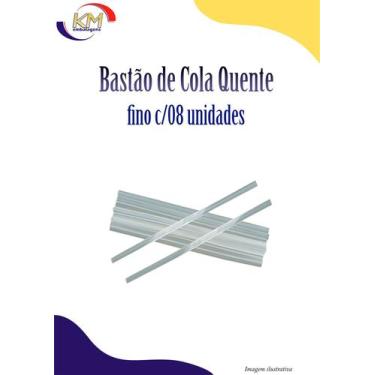 Imagem de Bastão de cola quente fino c/08 unid. - Rhamos & Brito - cola adesiva,