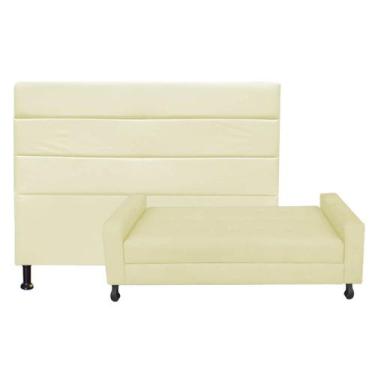 Imagem de Kit Félix com Cabeceira Turim 1,40 cm Casal Baú Quarto Sala material s