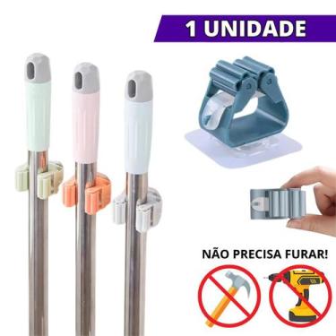 Imagem de Suporte Individual Para Vassoura Rodo Kit Lavanderia Gancho Organizado
