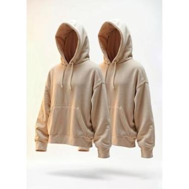 Imagem de Kit 2 Moletom Masculino Feminino Blusa Casaco Canguru Capuz-Unissex