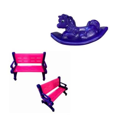 Imagem de Banco Plástico com Unicórnio  Kit Playground Infantil Ideal para Menin