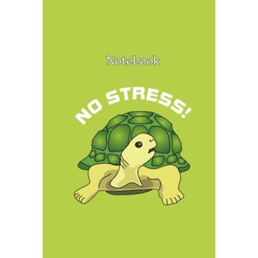 Imagem de Notebook with turtle design and saying "No stress!": Jotter, diary, pocketbook, planner, notepad, pad