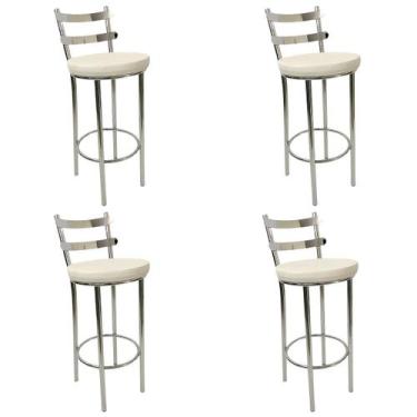 Imagem de Kit 4 Banquetas Rafaela - Redonda Altura 65cm para Bar e Cozinha Croma