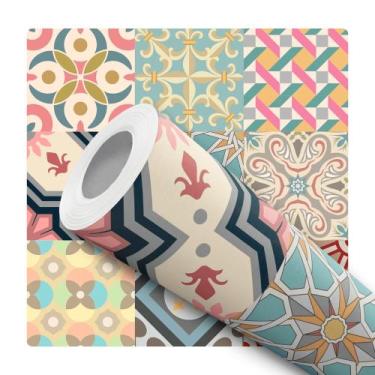 Imagem de Papel De Parede Vinílico Azulejos Coloridos Cozinha 10m - Bazar dos Qu