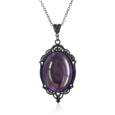 Imagem de INENIMARTJ Colar gótico camafeu vermelho sangue roxo Stardust colar com pingente de cristal gótico vintage colar de lágrima joia de Halloween para mulheres, Zinco, Sem Pedra Preciosa