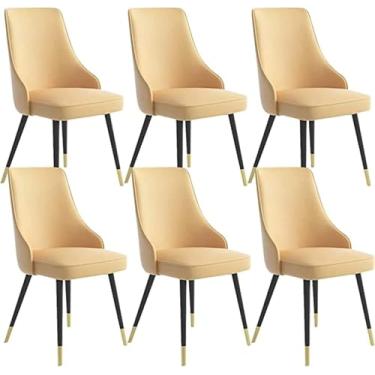 Imagem de Conjunto de 6 cadeiras de jantar de cozinha para casa moderna, cadeiras laterais de sala de estar, cadeiras de couro à prova d'água com pernas de metal, sala de estar, cadeiras de jantar (cor: branco,
