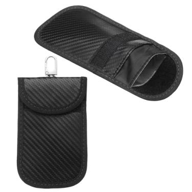 Imagem de HARFINGTON Pacote com 2 bolsas Faraday para chaves de carro, bolsa Faraday RFID Fob protetor de chave com bloqueio de sinal, capa antifurto, bloco de gaiola de segurança, tamanho pequeno, preto