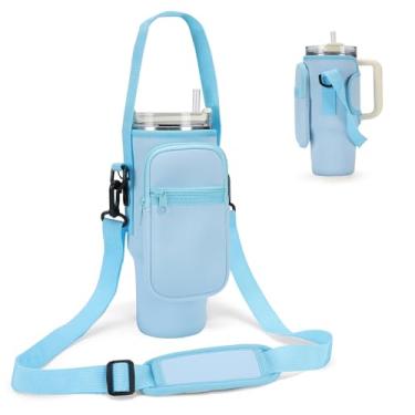 Imagem de GOEWY Bolsa de transporte para garrafa de água Stanley Copo de 40/850.5 g com bolso para telefone, suporte para garrafa de água com alça de neoprene bolsa de garrafa de água para acessórios Stanley