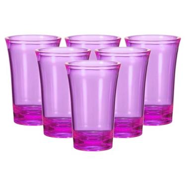 Imagem de HARFINGTON 6 peças de copos de dose de poliestireno de 34 g, ombré, multicoloridos, para coquetéis, copos redondos, bebidas alcoólicas, roxo