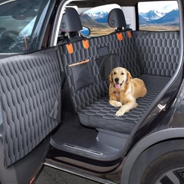 Imagem de Chumajor Capa de assento de carro de cachorro média para banco traseiro e protetor de porta de carro removível, serve para sedãs, SUV de tamanho médio, caminhões de tamanho médio - rede para cães para