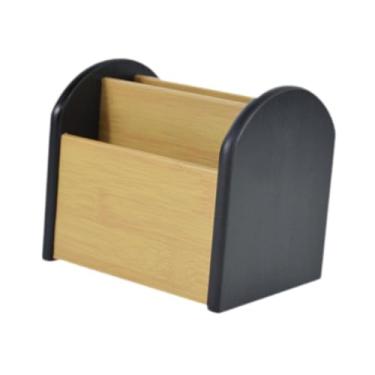 Imagem de Bothyi Mesa de controle remoto titular organizador maquiagem classificador caixa armazenamento rústico cesta mídia para casa cômoda cabeceira cozinha, Preto