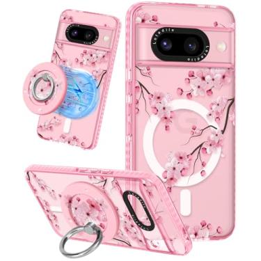 Imagem de Lotadilo Capa fofa para Google Pixel 8A - Compatível com suporte magnético Magsafe para mulheres meninas e meninas engraçadas moda bonita TPU capa de telefone design flor de pêssego