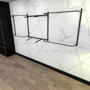 Imagem de Arara de roupas closet quarto com 14 peças regulável 300x100 cm cor pr