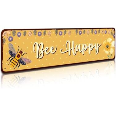 Imagem de Placa de abelha feliz, decoração de jardim de abelhas, placas de estanho, abelhas, cozinha, decoração de parede, decoração ao ar livre, colmeia de abelha, decoração de sala de aula, 10 x 40 cm
