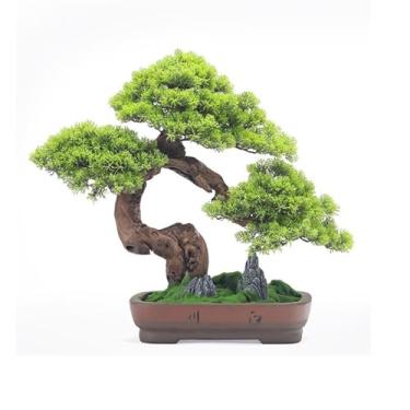 Imagem de Vaso de alta qualidade simulação de vegetação bonsai ornamentos simulação árvore entrada sala de estar licor armário lateral alguns ornamentos vaso bonsai artificial