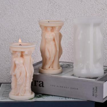 Imagem de HOMYCOCO Pacote com 2 moldes de silicone Athena para velas de silicone e resina epóxi, formas de silicone, para velas, artesanato, decoração de móveis
