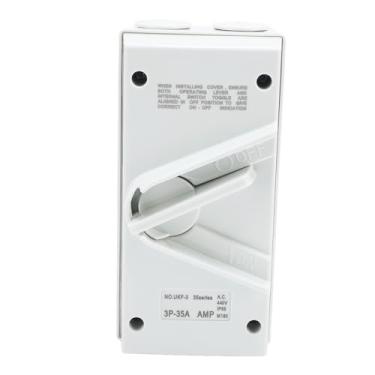 Imagem de Disjuntor de Motor Fechado, Capacidade de Alta Tensão, Carcaça ABS, Classificação IP65, Interruptor de Desconexão 35A AC440V Com Pontos de Toque Prateados para Aeroportos