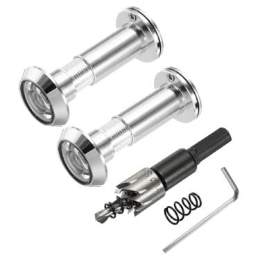 Imagem de PATIKIL Visualizador de porta de 9/40.6 cm, visor de porta de privacidade de cobre com capa de privacidade, 180 graus serve para porta de 3 a 6 cm com broca de 14 mm/0,55" para segurança, prata