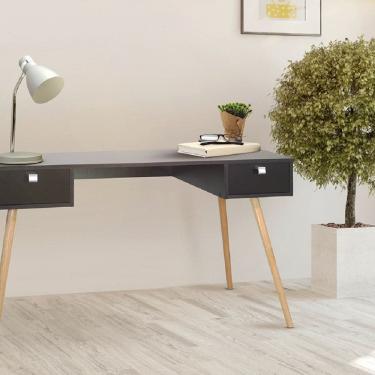 Imagem de Mesa pé Palito Mart Home com Duas Gavetas - Mh11 Preto