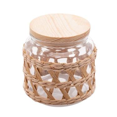 Imagem de Porta Mantimentos De Vidro Com Sisal E Tampa Em Madeira 520ml 29122 - Wolff