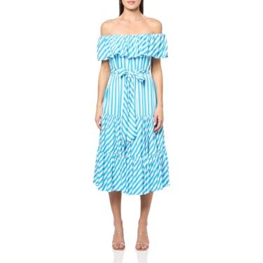 Imagem de Trina Turk Vestido midi tomara que caia, Gruta azul/lavagem branca, XXG